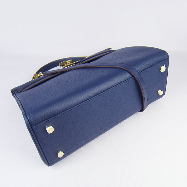 High Quality Hermes Kelly 35cm Togo Leather Bag Dark Blue 6308 - Click Image to Close